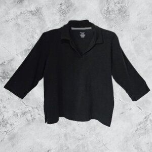 Merona Black Collared 3/4 Sleeve Women's Top - 16W/18W